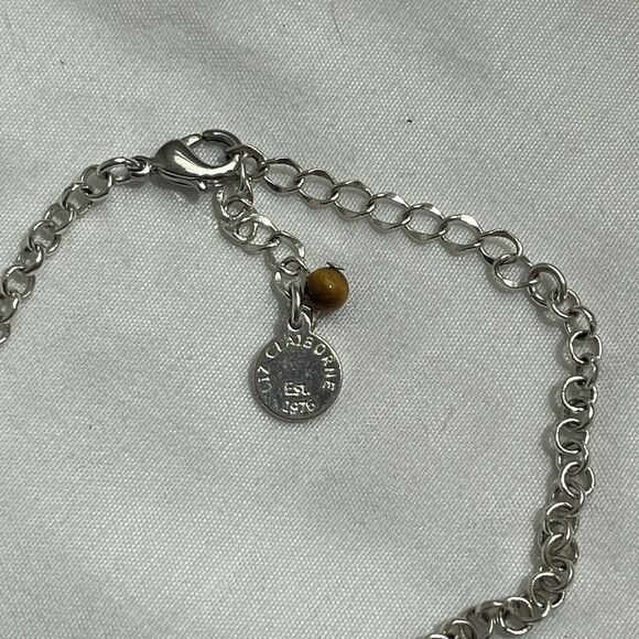 Liz Claiborne silver tone chain with circle floral pendant statement Necklace - Picture 4 of 8
